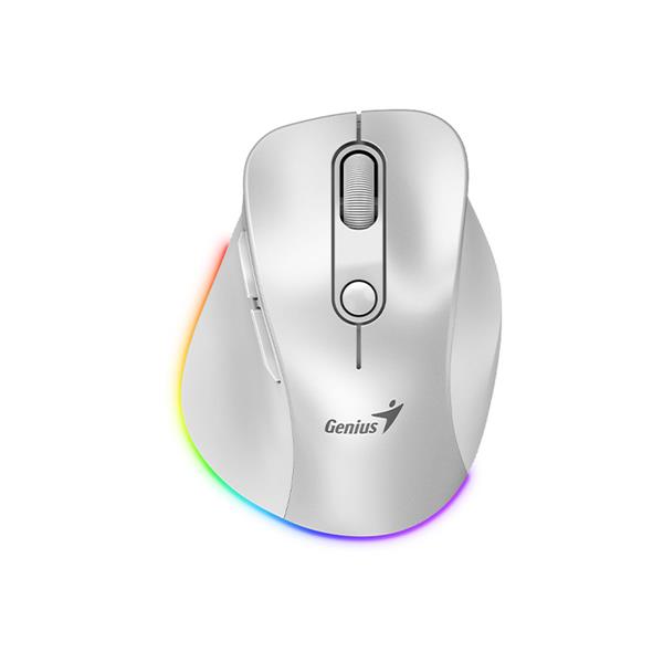 Mouse Genius 9000S Pro Ergonomic White Wireless Bluetooth Recargable