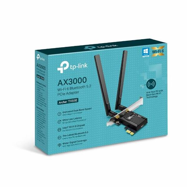 Placa de Red PCIe WIFI Tp-Link Archer TX55E AX3000 Dual Band 2.4Ghz 5.8Ghz 3000Mbps + Bluetooth 5.2