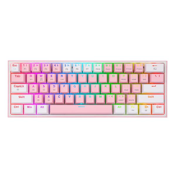 Teclado Mecanico 60% Redragon Fizz Pro K616 Pink/White RGB Red Switches