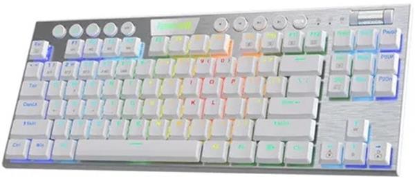 Teclado Mecanico Inalambrico Redragon K621 Horus TKL White RGB Red Switches - Español