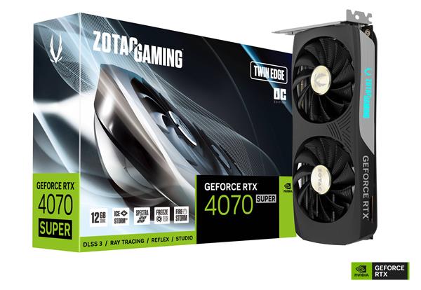 PLACA DE VIDEO ZOTAC NVIDIA GEFORCE RTX 4070 SUPER TWIN EDGE OC 12GB GDDR6X